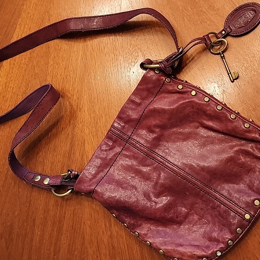 Fossil long live vintage purple leather studded crossbody!! Sooo COOOL!!